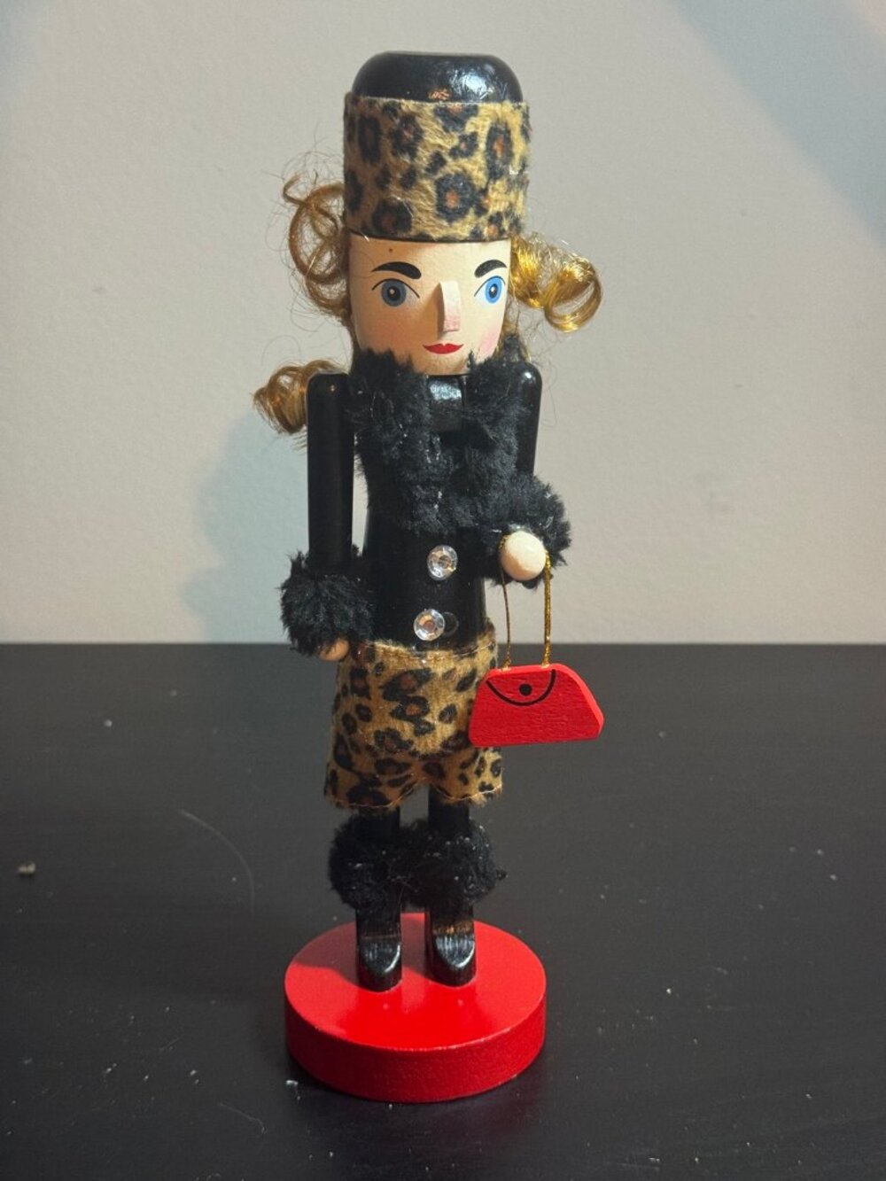 Leopard Print Nutcracker Lady Figurine ~10" Tall, Hobby Lobby